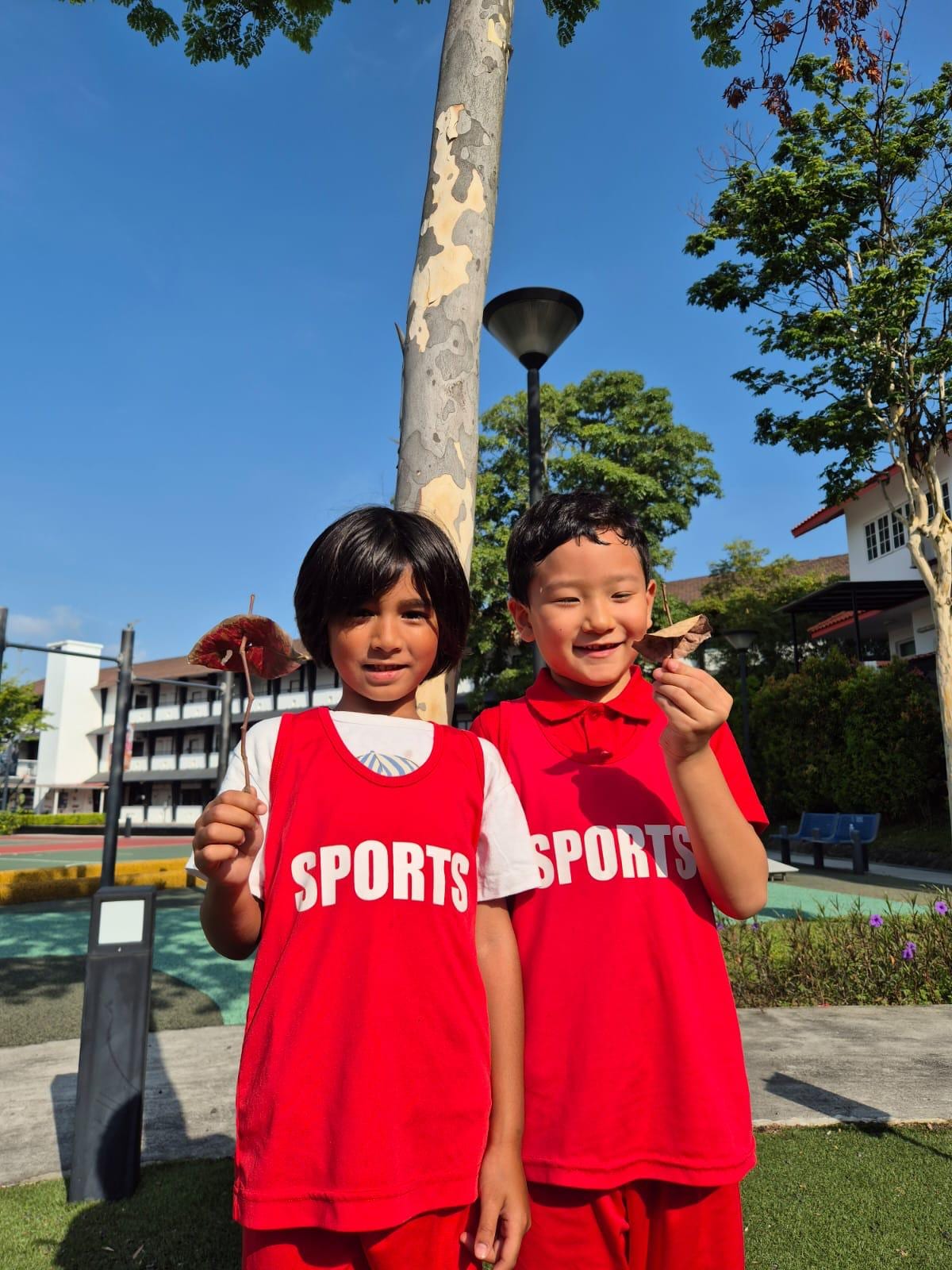 Two children on a sports day outdoors